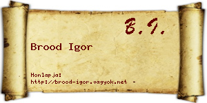 Brood Igor névjegykártya